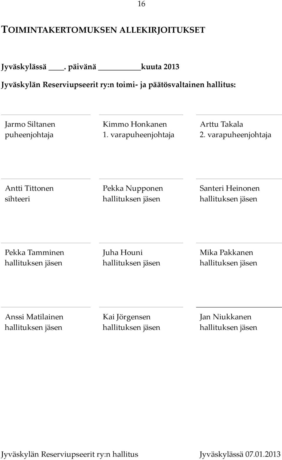 1. varapuheenjohtaja Arttu Takala 2.
