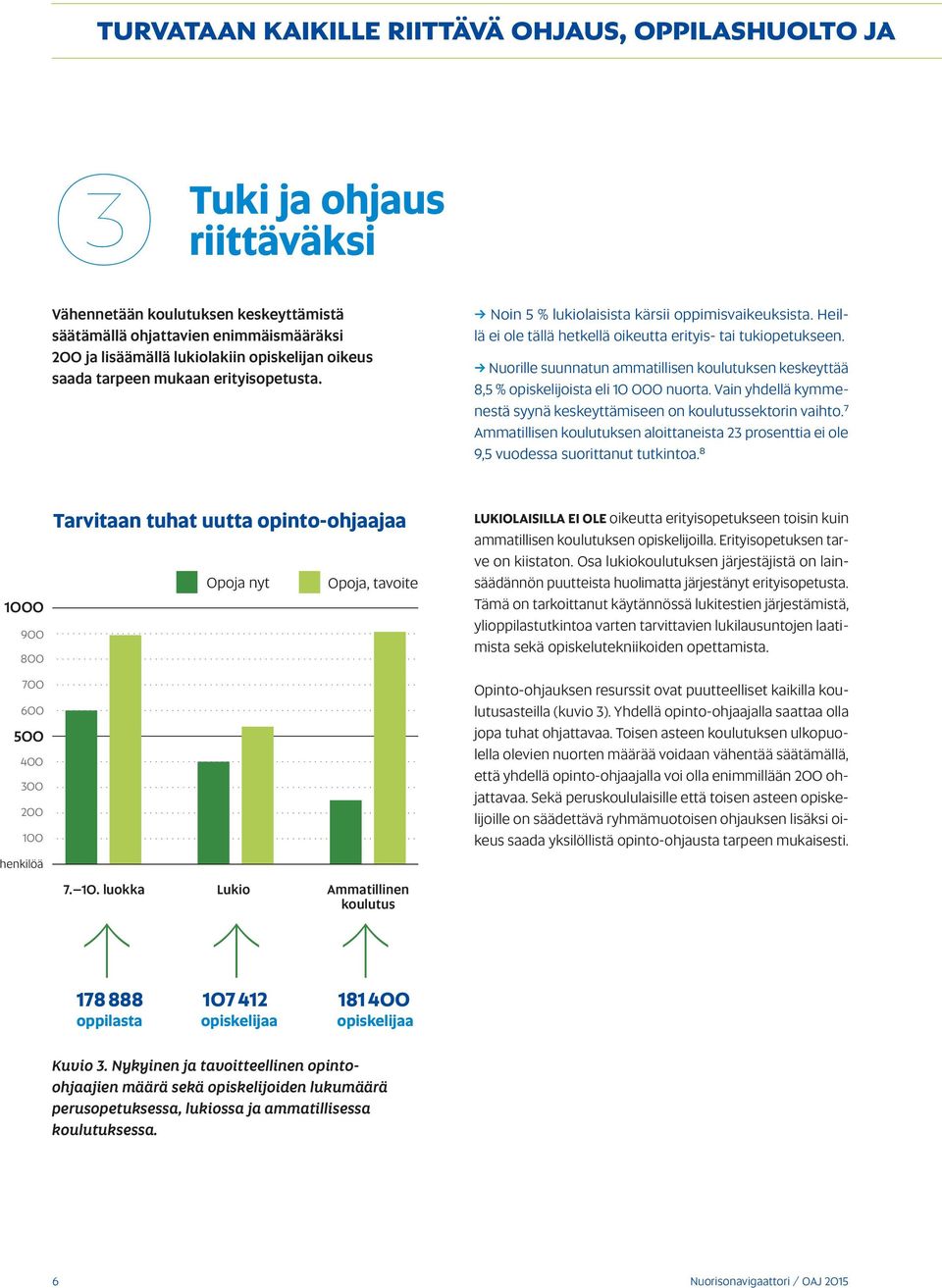 Heillä ei ole tällä hetkellä oikeutta erityis- tai tukiopetukseen. Nuorille suunnatun ammatillisen koulutuksen keskeyttää 8,5 % opiskelijoista eli 1 nuorta.