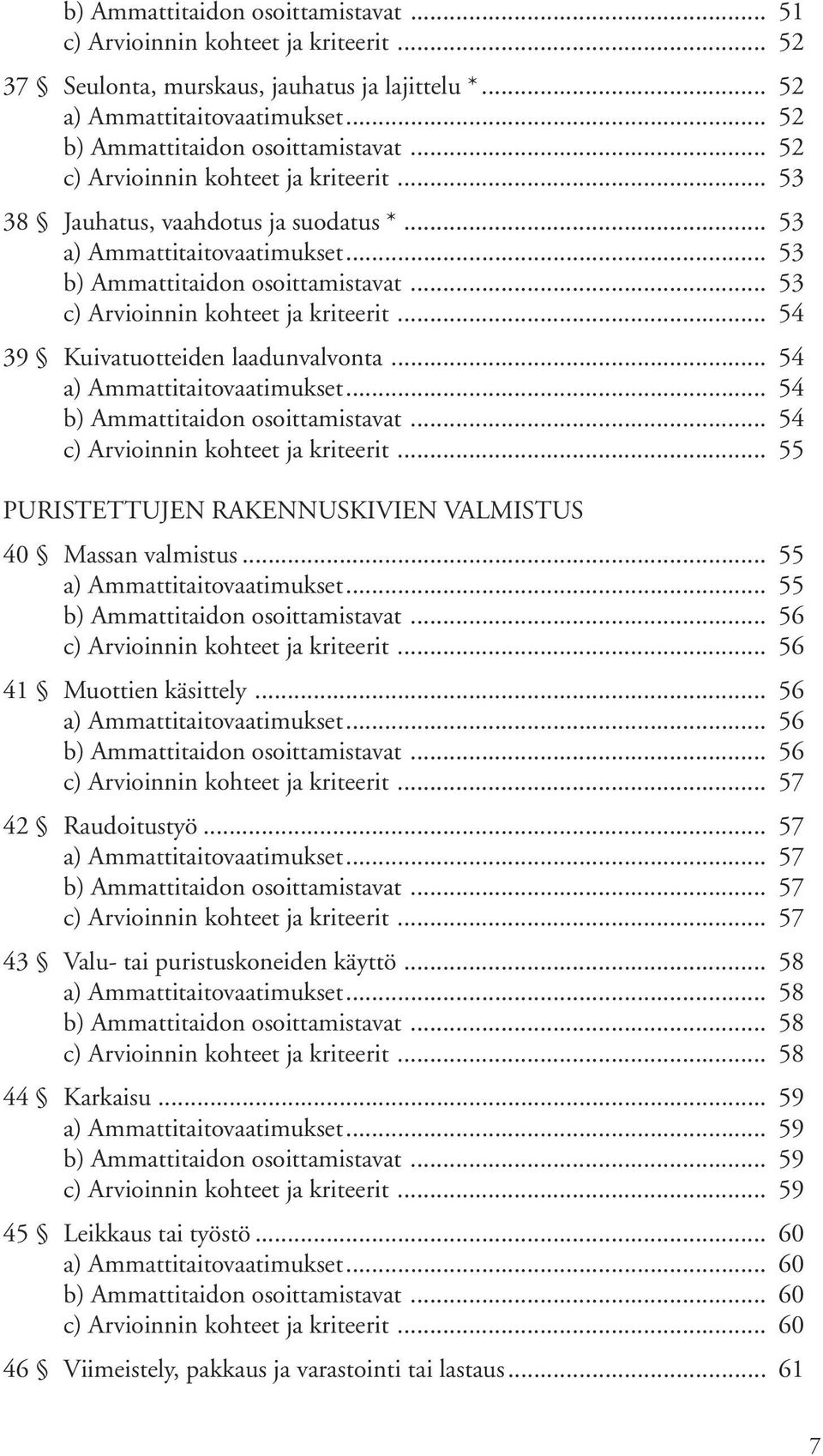 .. 57... 57... 57... 57 43 Valu- tai puristuskoneiden käyttö... 58... 58... 58... 58 44 Karkaisu... 59... 59... 59... 59 45 Leikkaus tai työstö.