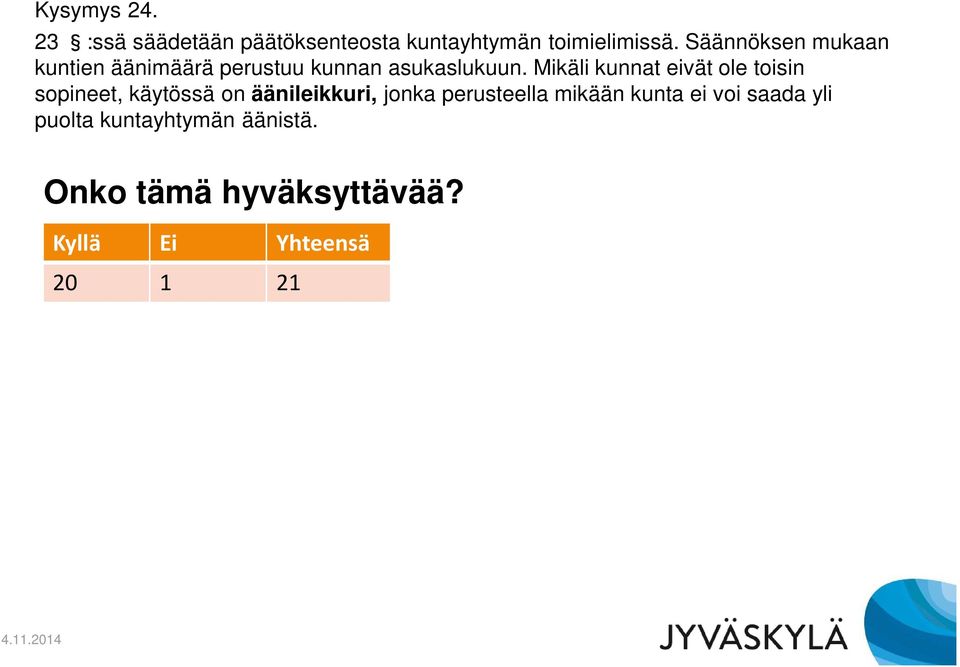 Mikäli kunnat eivät ole toisin sopineet, käytössä on äänileikkuri, jonka