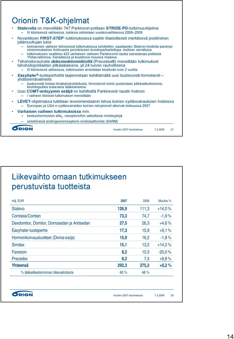 hoitovaste perinteiseen levodopa/karbidopa -hoitoon verrattuna tutkimukseen osallistui 423 varhaisen vaiheen Parkinsonin tautia sairastavaa potilasta Yhdysvalloissa, Kanadassa ja kuudessa muussa