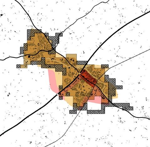 Taajamien keskeisen kehitettävän taajama-alueen ytimen tunnistaminen perustuu aineistoihin. Kaavatyössä keskeisenä lähtöaineistona on käytetty SYKE:n YKR ruututietoa.