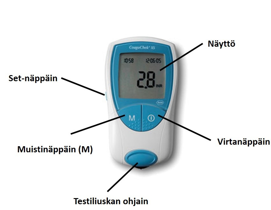 INR-vieritestaus INR-vierilaite Roche Coaguchek XS Laite käyttää INR-mittaukseen