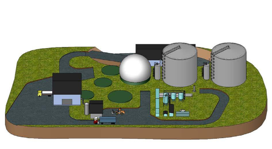 3.4. BIOKAASULAITOKSEN INFRASTRUKTUURI JA RAKENNUKSET SEKÄ NIISSÄ TAPAHTUVAT TOIMINNOT Kuvassa 3.5. on havainnollistettu biokaasulaitoksen infrastruktuuria ja rakenteita.