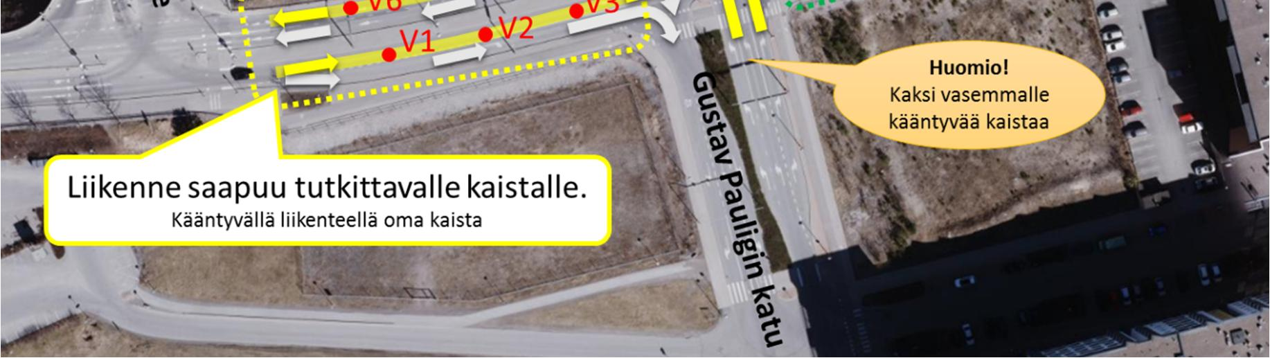 osuudella kulkee kaksi kaistaa molempiin suuntiin, mutta tutkimukset kohdistettiin vain yhdelle kaistalle kumpaankin suuntaan.