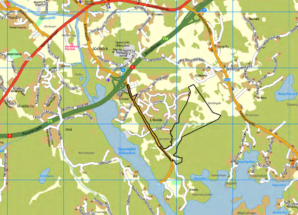Suunnittelualue Suunnittelualue sijaitsee Sipoon kunnan eteläosassa Eriksnäsin alueella.