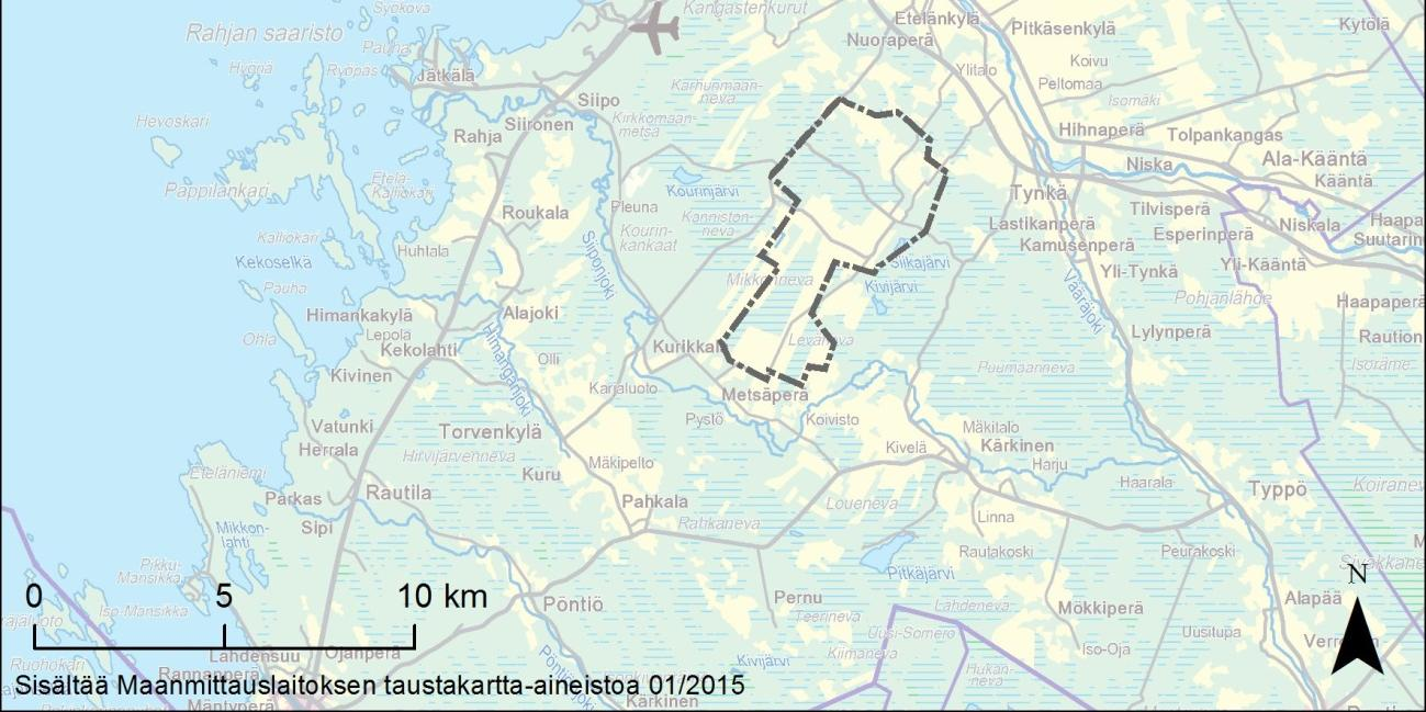 3 Kuva 1. Läntisten tuulivoimapuiston hankealueen sijainti. YVA-ohjelman mukainen aluerajaus. Kuva Pöyry Finland Oy 2014. 3.