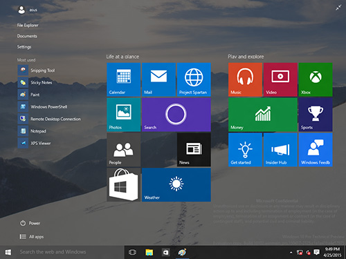 Start -käynnistysnäyttö Start -käynnistysnäyttö tulee näkyviin, kun olet kirjautunut sisään käyttäjätilillesi, Sen avulla voit järjestää kaikki tarvitsemasi ohjelmat ja sovellukset yhteen paikkaan.