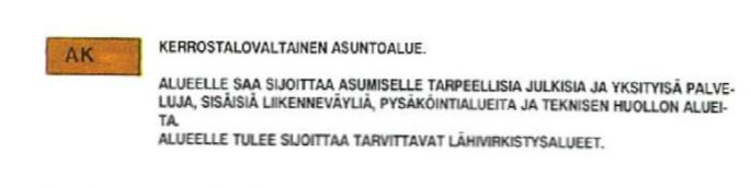 YLEISKAAVA Uudenkaupungin keskeisen alueen yleiskaavassa (vahv. LH 15.03.1994), alue on kerrostalovaltaista asuinaluetta (AK) sekä suojaviheraluetta (EV).