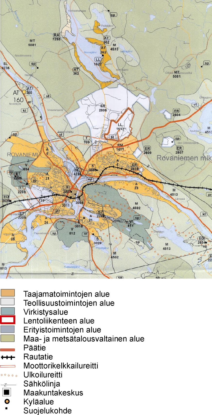 2 Suunnittelun lähtökohdat Maakuntakaava ja vireillä oleva vaihemaakuntakaava Ympäristöministeriö on vahvistanut Rovaniemen seudun maakuntakaavan 2.11.2001.