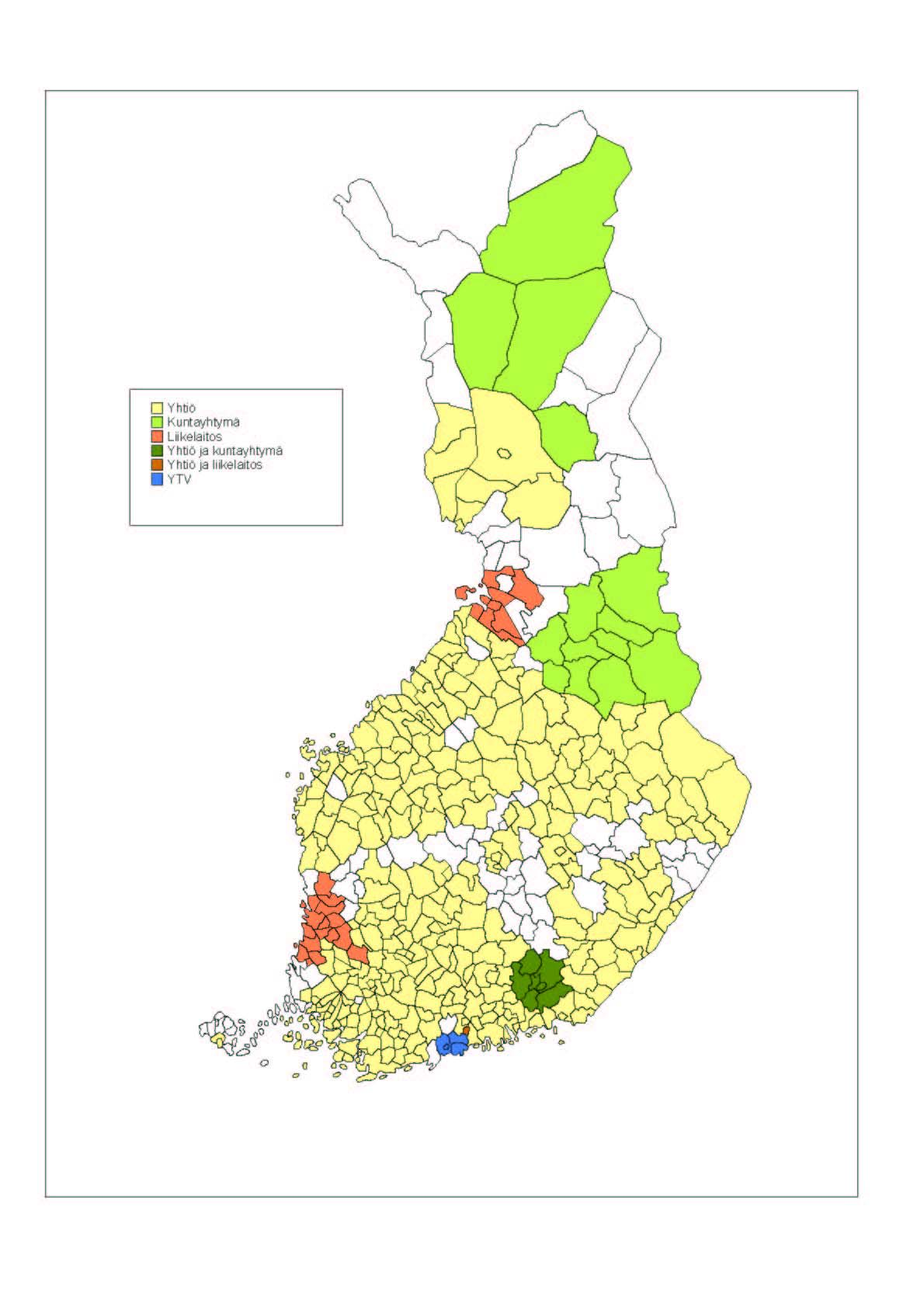 Kartta 3.2 Jätehuoltoyhteistyötä tekevät kunnat Bild 3.