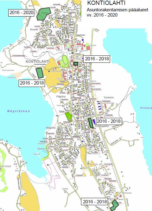 Kontiolahden kunta Palvelutarveselvityksen osittainen päivitys 2016 24 (38) Uusien asemakaavojen tarkoituksena on mahdollistaa rakentamisen säilyminen vilkkaana Kontiolahdessa.