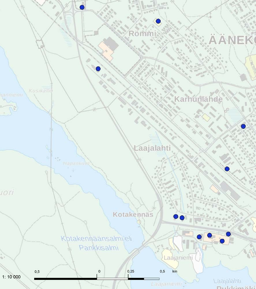 16 Kuva 12. Maaperän tilan tietojärjestelmän kohteet kaava-alueen lähistöllä.
