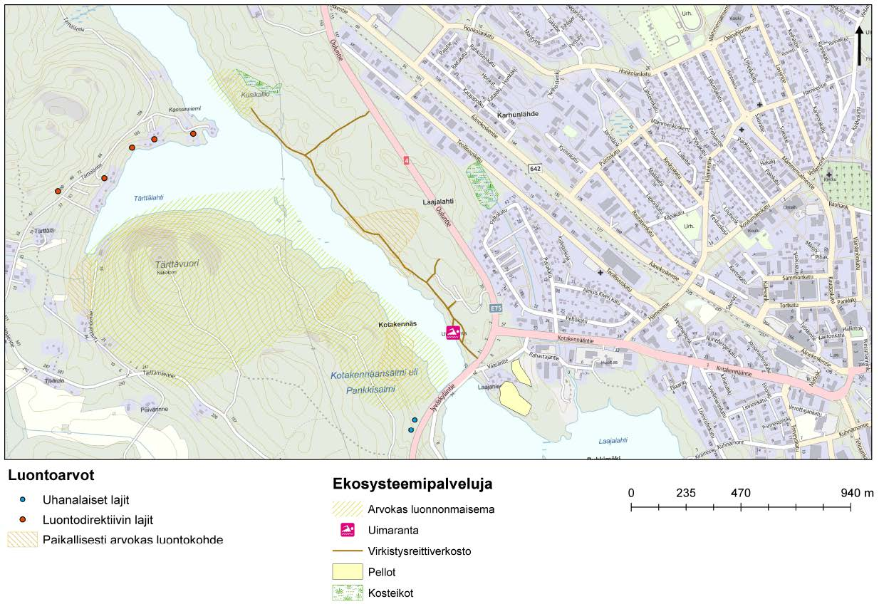 8 Kuva 4. Ote Kotakennään kehittämissuunnitelman aineistosta (Ramboll 2016) Vesiolosuhteet Kaava-alue rajautuu eteläosastaan Kuhnamojärveen.