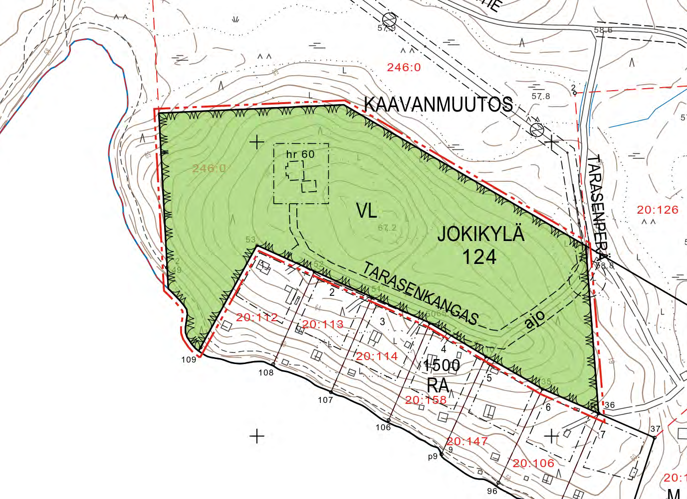 31 Sivu 37 Kuva 1: Ranta-asemakaavan muutosehdotus, Viitapekkalan tila 246:0 Perustelut Viitapekkalan tilalle kaavaehdotuksessa sijoitettu huoltorakennus on tarkoituksenmukainen alueen käytön