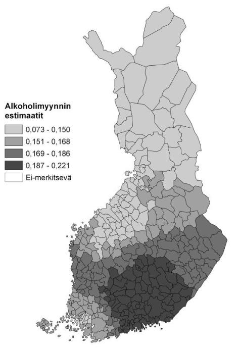 Spatiaalinen autokorrelaatio Monet yhteiskuntatieteelliset muuttujat ovat spatiaalisesti autokorreloituneita, koska maantieteellisesti vuorovaikutteiset prosessit levittävät tutkittavaa ilmiötä