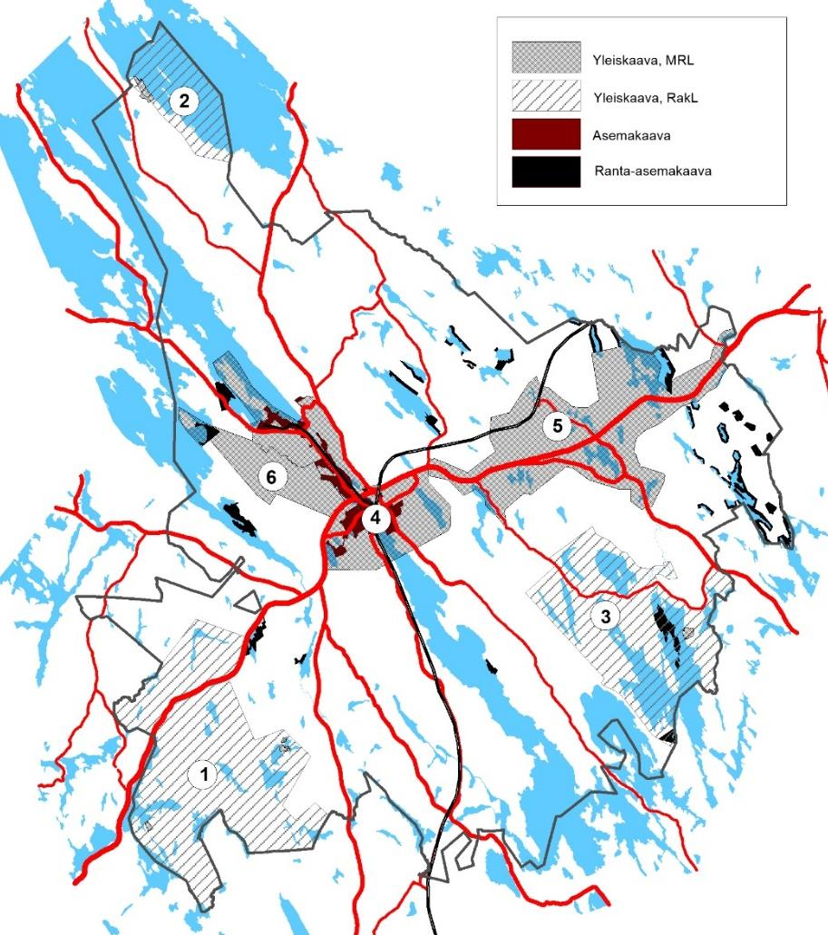 Suonenjoella on voimassa seuraavat oikeusvaikutteiset yleiskaavat: - Ahvenisen-Tervasen ym. ranta-alueiden yleiskaava, joka on ympäristökeskuksen 22.12.