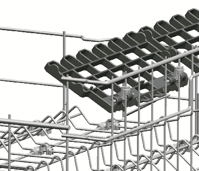 Yläkorin korkeussäädettävä ritilä (mallikohtainen) Käytä koneen yläkorin säädettäviä ylä ja alaosia liu uttamalla niitä ylös tai alas lasien, kuppien jne. korkeuden mukaan (A, B, C).