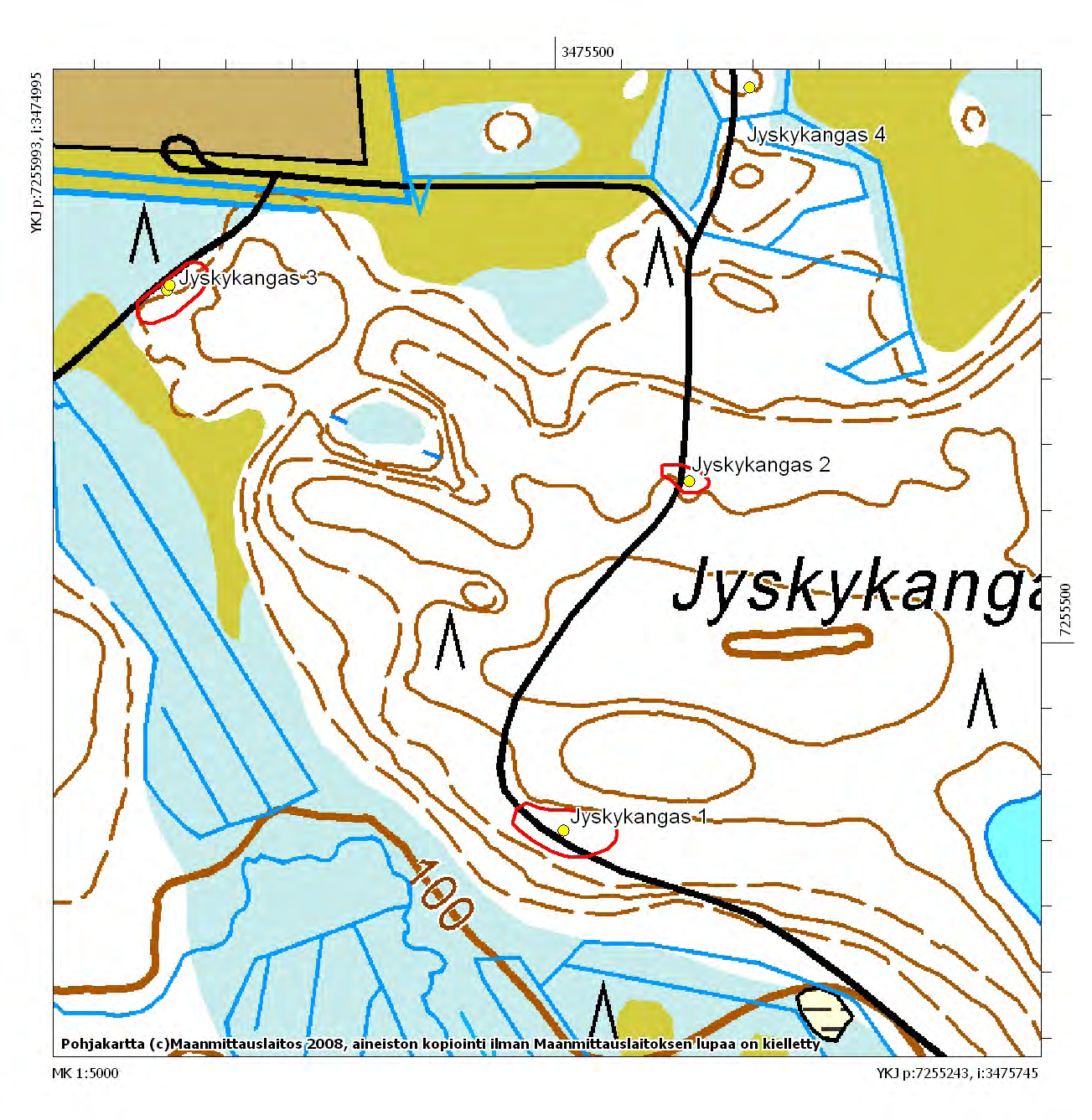 51 Jyskykankaan löytöpaikat 1-4,