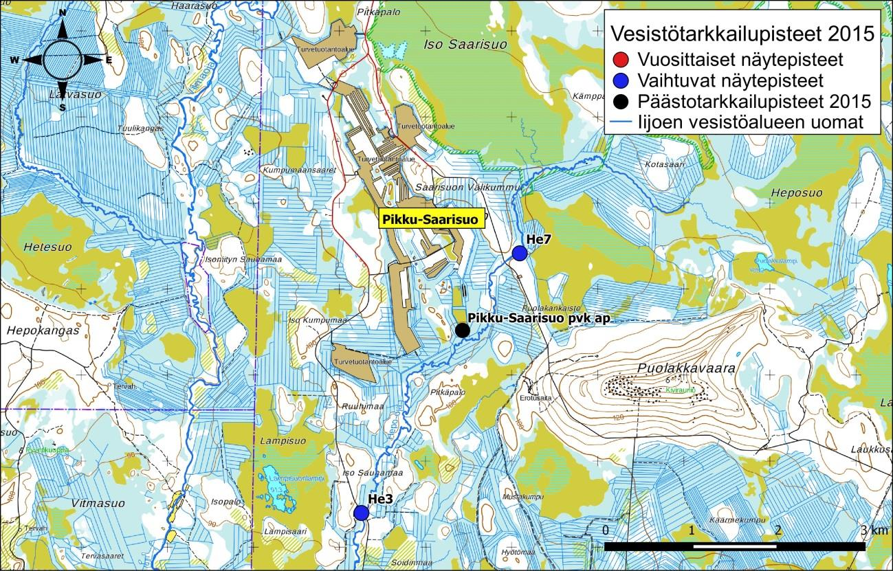 Iijoen ja Siuruanjoen turvetuotantoalueiden käyttö-, päästö- ja vaikutustarkkailuraportti vuodelta 21 68 Kuva 6-9.