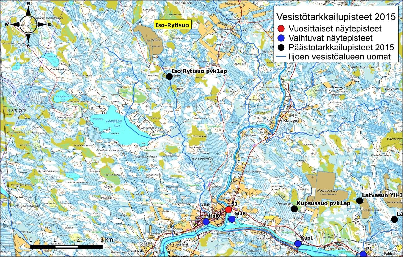 Iijoen ja Siuruanjoen turvetuotantoalueiden käyttö-, päästö- ja vaikutustarkkailuraportti vuodelta 21 87 Kuva 6-2.