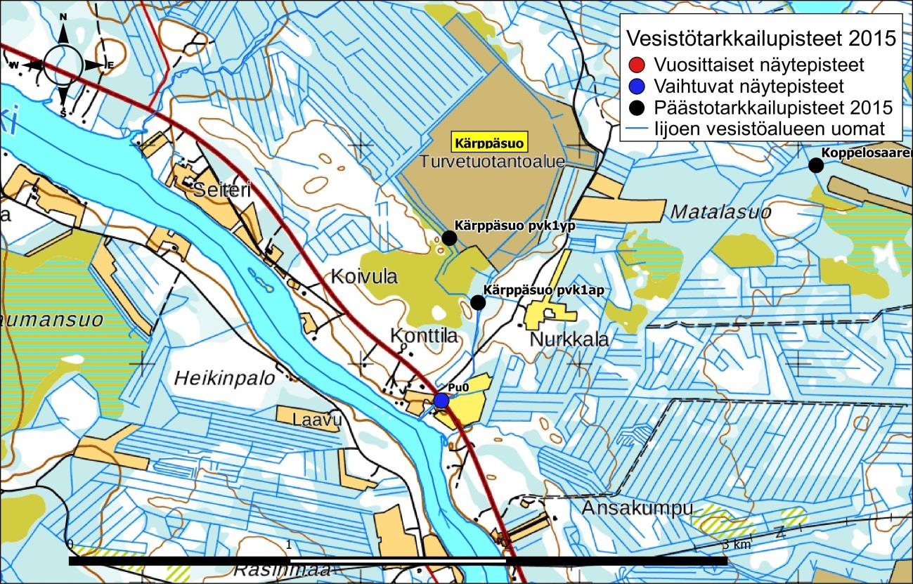 Iijoen ja Siuruanjoen turvetuotantoalueiden käyttö-, päästö- ja vaikutustarkkailuraportti vuodelta 21 9 Kuva 6-28.