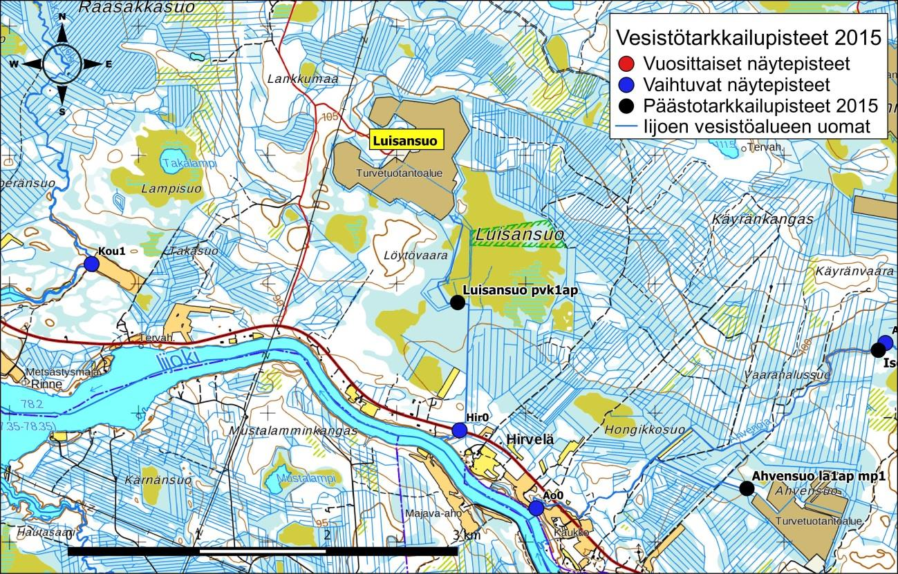 Iijoen ja Siuruanjoen turvetuotantoalueiden käyttö-, päästö- ja vaikutustarkkailuraportti vuodelta 21 92 Kuva 6-3.
