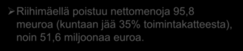 Kunnilta siirtyvät kustannukset Siirtyvän erän koko noin 17,7 mrd euroa (2016) Sosiaali- ja terveystoimen, pelastustoimen ja ympäristöterveydenhuollon kustannukset poistuvat kuntien taloudesta v.