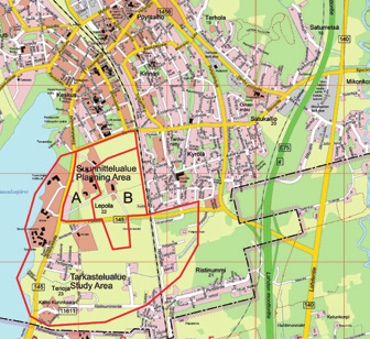 Järvenpään arkkitehtuurikilpailusta hyviä ideoita kaupunkiympäristön kehittämiseen suunnittelualue A planning area A tarkastelualue study area suunnittelualue B planning area B ARKKITEHTI FINSK
