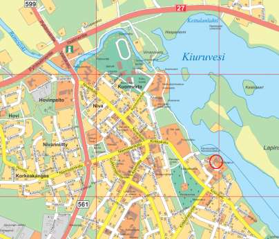 Kiuruveden kaupunki 3 1 PERUS- JA TUNNISTETIEDOT 1.1 Osayleiskaavan muutosalue Osayleiskaavan muutosalue sijaitsee Kiuruveden kaupungin taajaman itäosassa Kiurujärven rannalla.