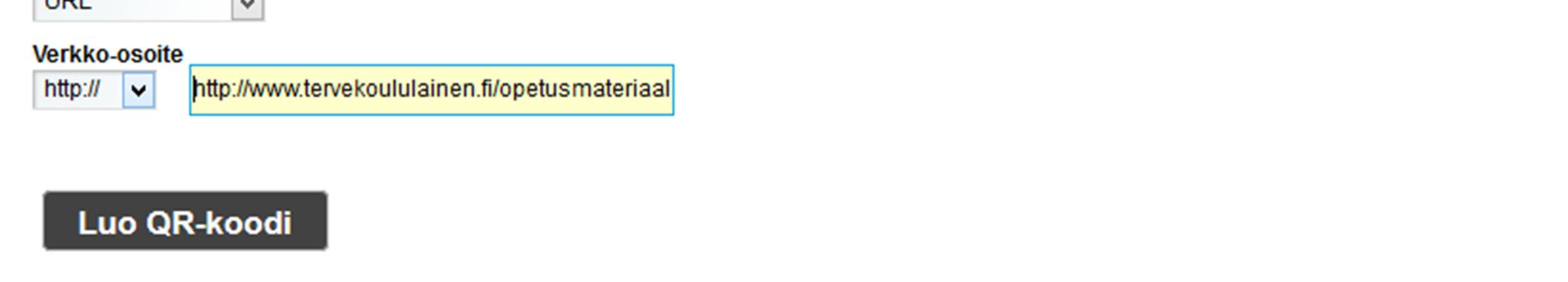 1. Valitse QR-koodin tyypiksi URL. 2.
