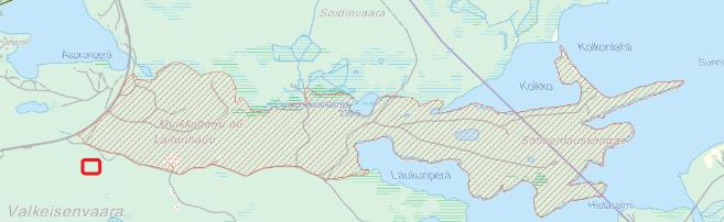 Maa-ainestenottoalueen sijainti (punainen piste) pohjavesialueella.