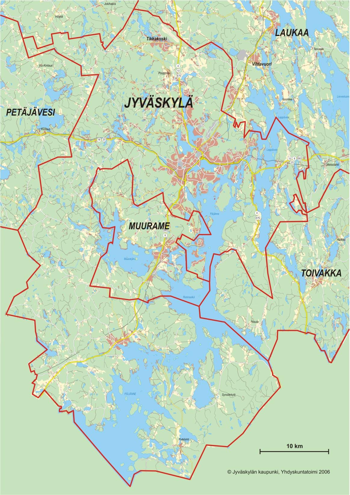 Jyväskylä 2009 JYVÄSKYLÄ - Kaupunkikeskusta - 86 500 JKYLÄN MLK - Taajamia - 36 400 KORPILAHTI - Maaseutua - 5