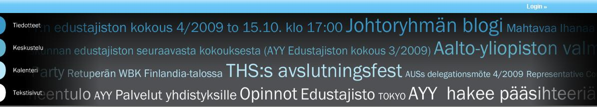 AYY:N INTERNET-SIVUT Nykyiset internet-sivut saaneet paljon kritiikkiä Viestintä-sektorit suunnittelemassa sivujen kehittämistä Lopullinen