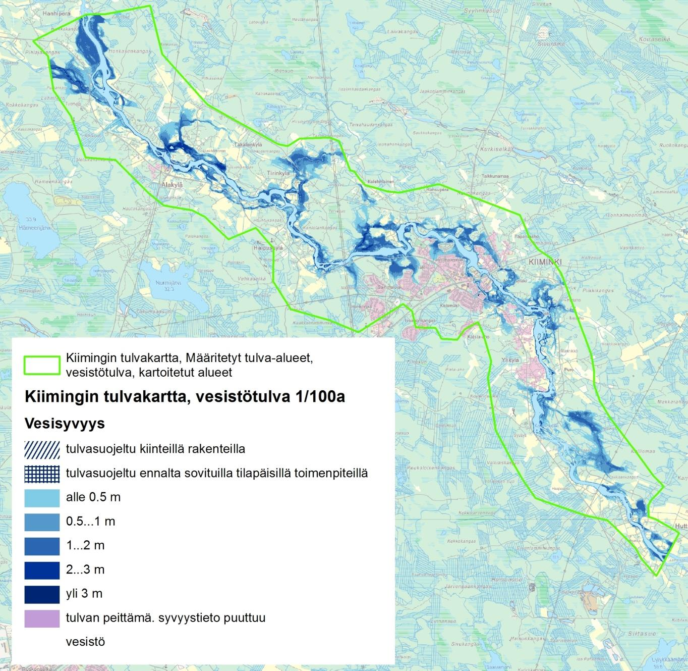 Tulvavaarakartat Nykyinen aluerajaus