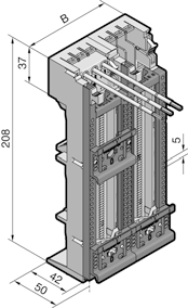 16 25 A Leveys (B) mm 45 45 45 IEC 16 A 25 A 25 A UL 25 A 25 A 690 V AC UL 600 V AC 600 V AC Liitäntäjohtimet (pituus mm) AWG 12 (165) 3) AWG 12 (130) AWG 12 (130) Kannatinkiskorakenne 2) TS 45D TS