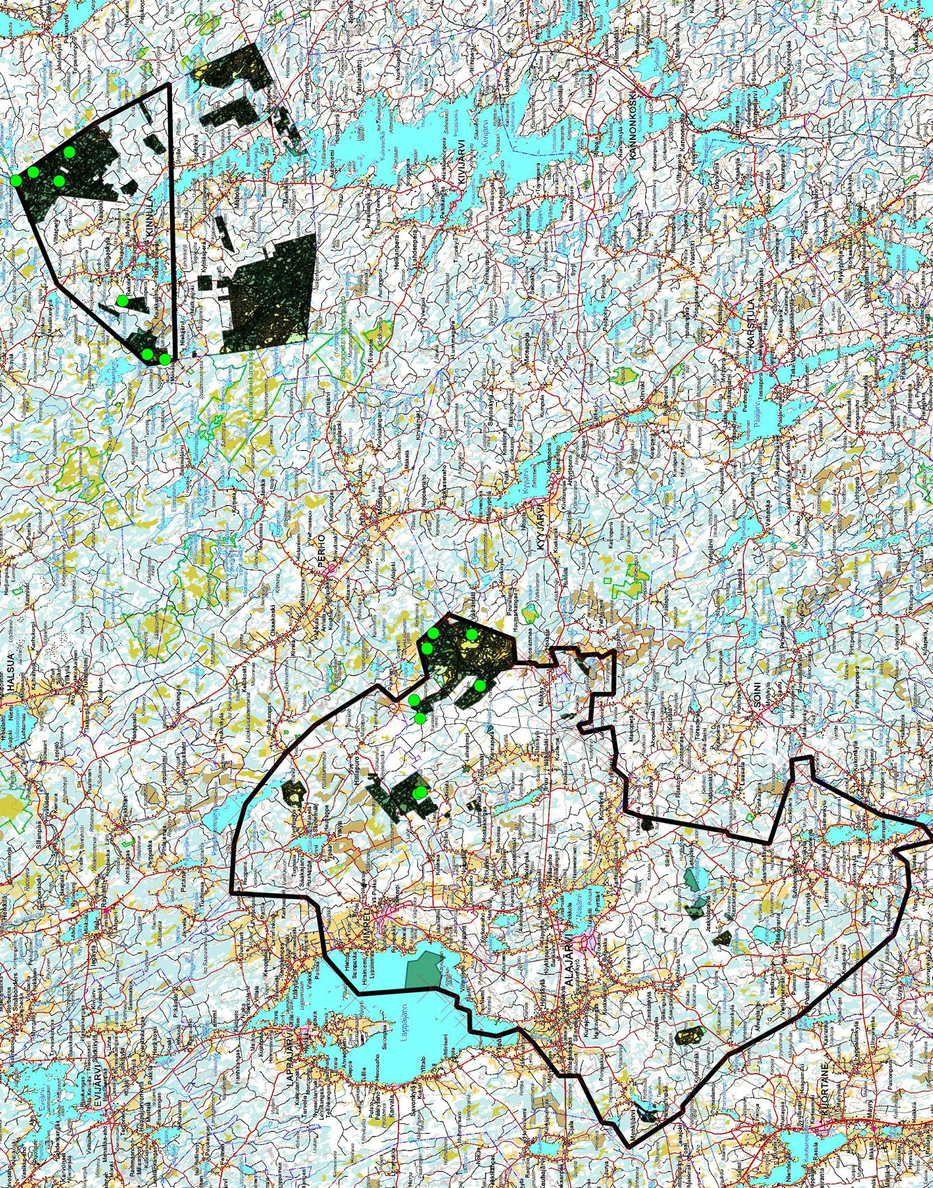7 Kartta 1. Inventointialue 2013, rajattu mustalla viivalla.
