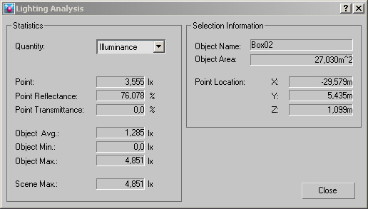 43 Clamp values (cd/m 2 ) -arvon avulla voi asettaa mallin pinnoille luminanssiarvon ylärajan, jonka ylittyessä regather indirect illumination -toimintoa ei enää käytetä.