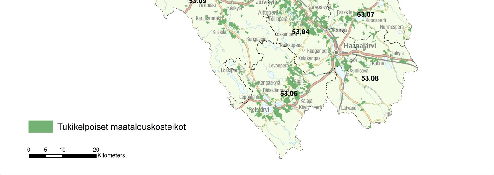 Kosteikkoala yhteensä (ha) 53.01 Siiponjoen - Alajoensuun a 2 071 53.02 Kalajoen alaosan a 6 933 53.03 Kalajoen keskiosan a 4 452 53.