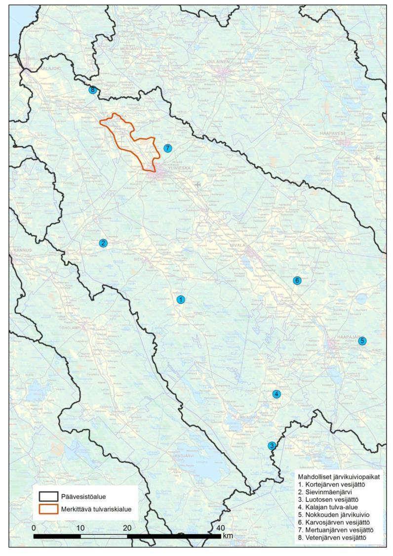 Tilapäiset tulva-alueet Toimenpide sisältää entisten järvien eli ns. järvikuivioiden käytön tulvaalueina.