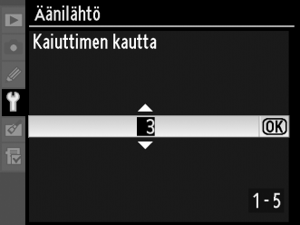 Äänimuistioiden toistovalinnat Asetusvalikon [Äänilähtö]-asetus hallinnoi sitä, toistetaanko äänimuistiot kameran sisäänrakennetun kaiuttimen vai kameraan HDMI- tai audio/videokaapelilla kytketyn