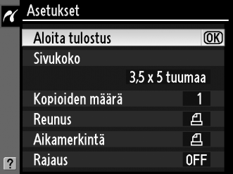 Kuvien tulostaminen yksitellen 1 Valitse kuva. Saat näkyviin lisää valokuvia painamalla 4 tai 2. Voit suurentaa nykyistä kuvaa painamalla N-painiketta ja kiertämällä pääkomentokiekkoa oikealle (s.