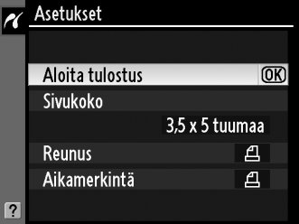 Luettelokuvien luominen Kaikista muistikortilla olevista JPEG-kuvista voidaan luoda hakemisto valitsemalla [Tulosta hakemisto], katso Arvo 2 kohdassa Useiden kuvien tulostaminen(s. 272).