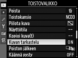 s 8 Vahvista valinta. Valitse korostettuna näkyvä vaihtoehto painamalla J. Paina G-painiketta, jos haluat poistua ikkunasta suorittamatta toimintoa.