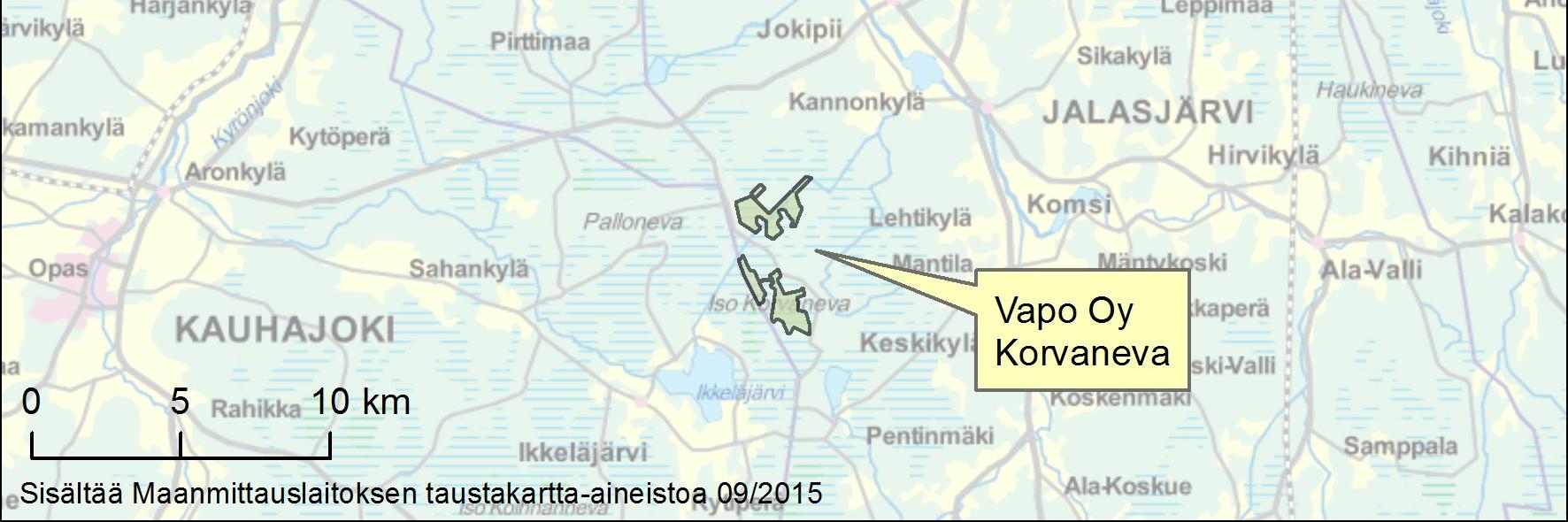8 Kuva 2-1 Korvanevan sijainti. 2.4 Arvioitavat hankevaihtoehdot Ympäristövaikutusten arvioinnissa tarkastellaan yhtä hankeen toteutusvaihtoehtoa sekä YVA-menettelyn edellyttämää ns.