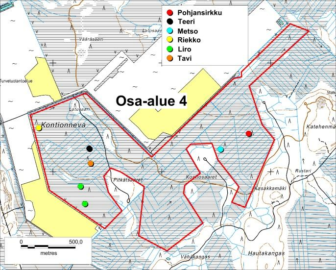 33 Kuva 6-7 Osa-alueella 4 havaitut suojelullisesti huomionarvoiset lajit. Rustarin alueella selvitettiin pesimälinnustoa 5.