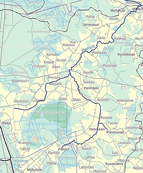 Hanhijoen virta- ja koskialueet OSITTAINEN NOUSUESTE - Inventoinnissa löytyi 4 virta-aluetta = ja 3