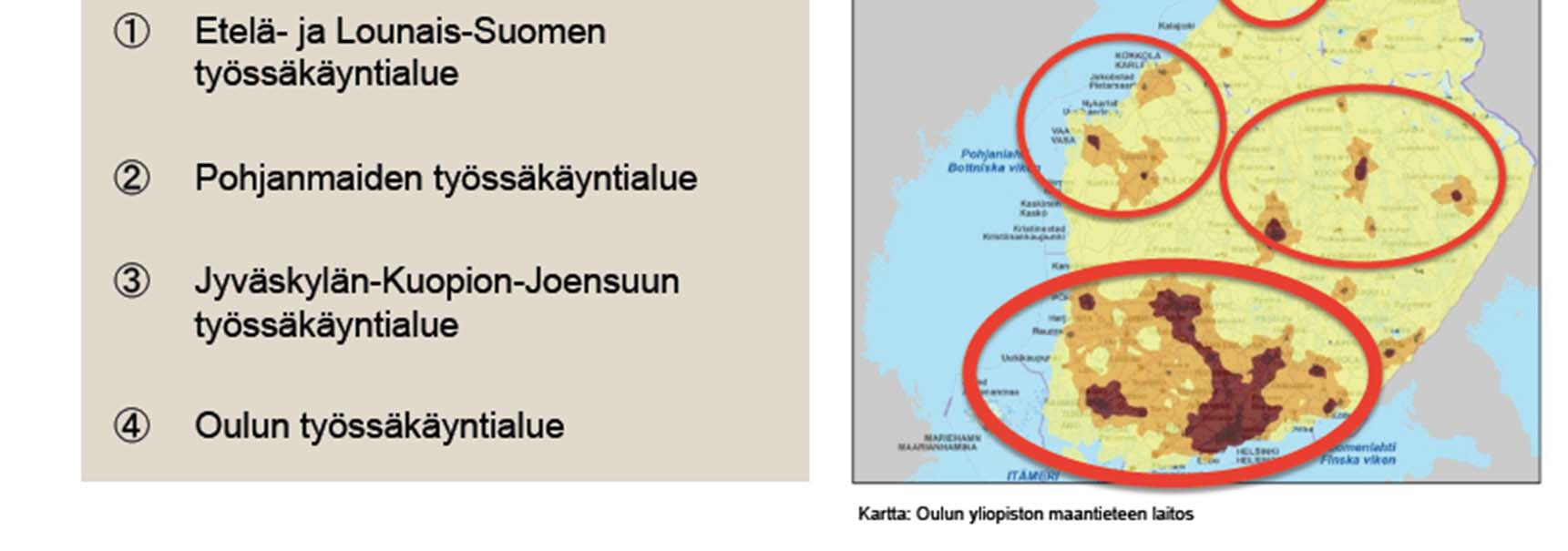 Vyöhykemäiset työssäkäyntialueet Kaupungeista kaupunkiseutuja (1970