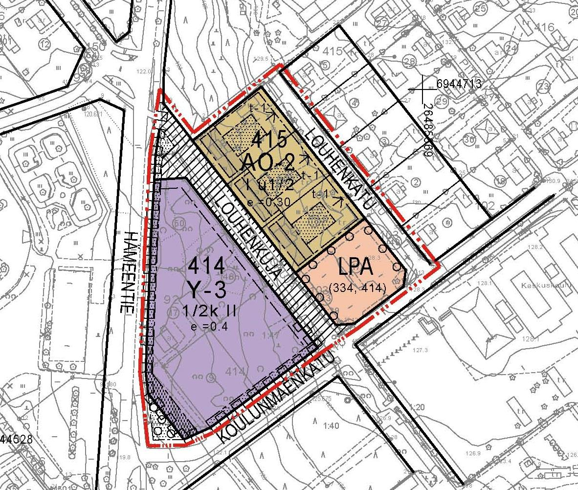 Kaupunginhallitus 8.6.2015 liite nro 3 (15/35) VE 2: Voimassaolevassa kaavassa kortteli 414 on osoitettu yleistenrakennusten korttelialueeksi (Y).