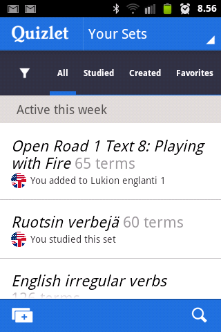 3.2 QUIZLET NÄKYMÄ